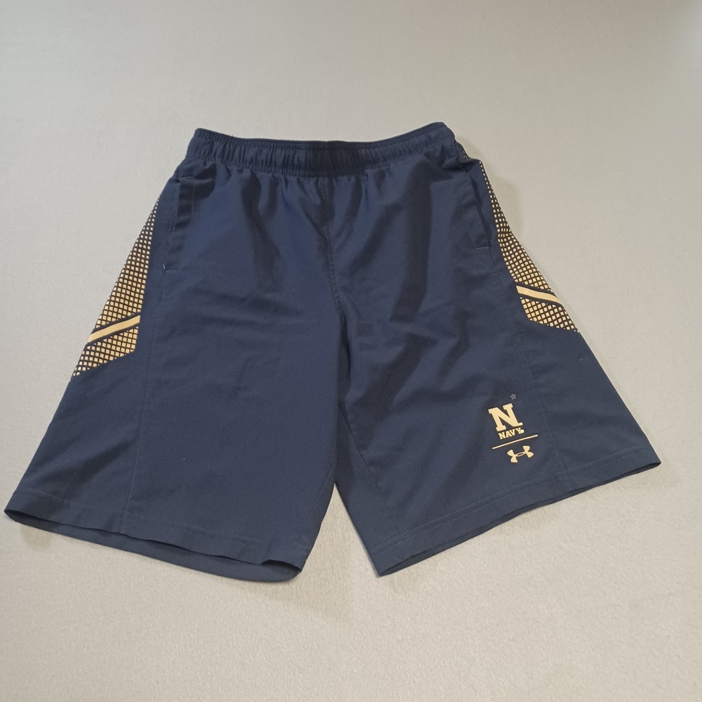Under Armour Navy Midshipmen USNA Shorts Boys Large YLG‎ HeatGear Navy Blue Gold